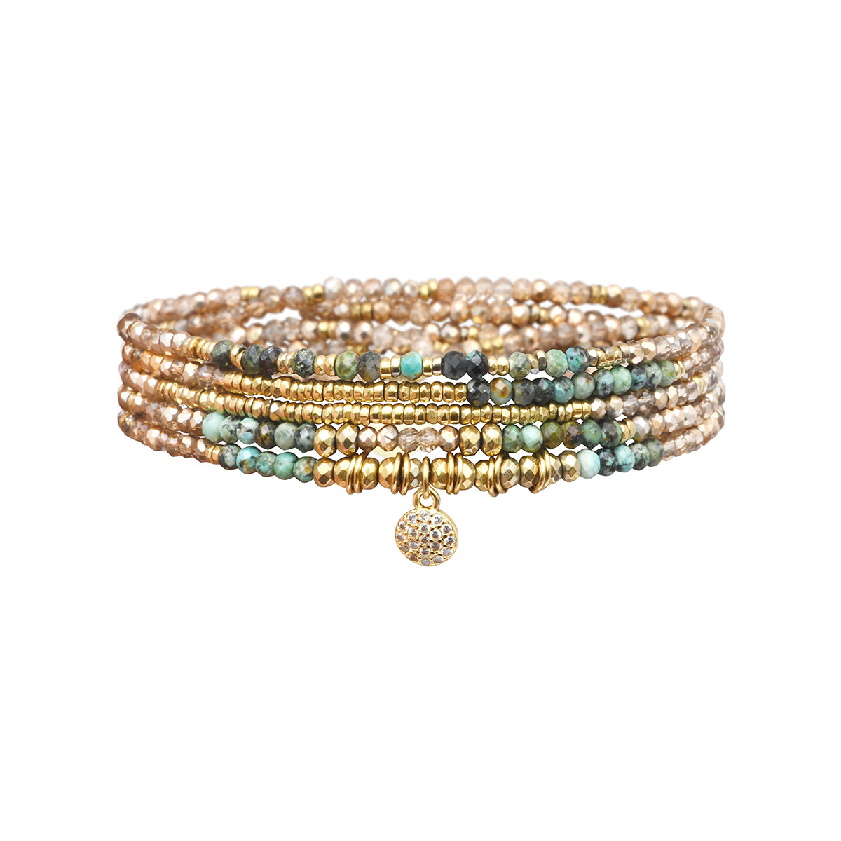 Pulsera 5 vueltas mix piedras naturales charm