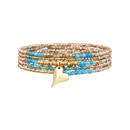 Pulsera 5 vueltas mix piedras naturales charm
