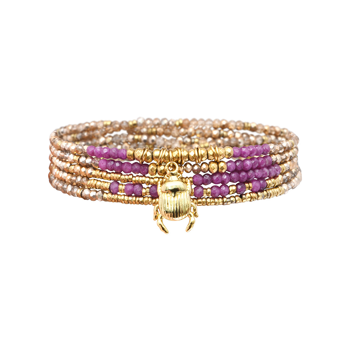 Pulsera 5 vueltas mix piedras naturales charm