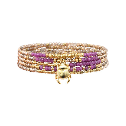 Pulsera 5 vueltas mix piedras naturales charm