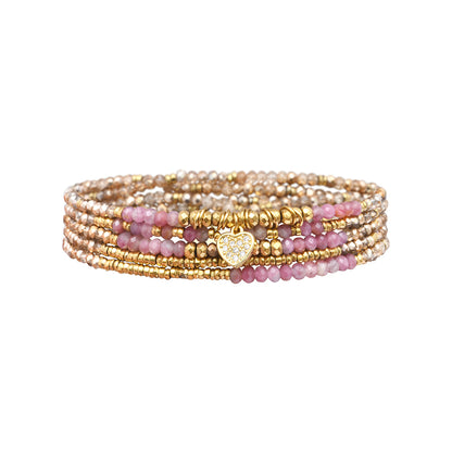Pulsera 5 vueltas mix piedras naturales charm