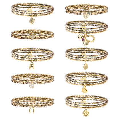 Pulsera 3 vueltas hematitas y 1 charm