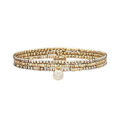 Pulsera 3 vueltas hematitas y 1 charm