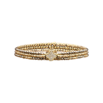Pulsera 3 vueltas hematitas y 1 charm