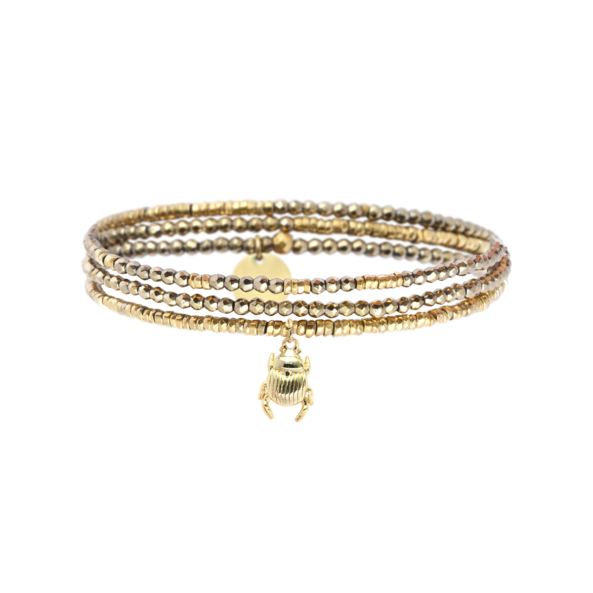 Pulsera 3 vueltas hematitas y 1 charm
