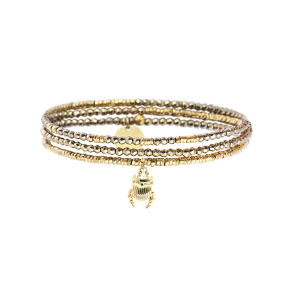 Pulsera 3 vueltas hematitas y 1 charm