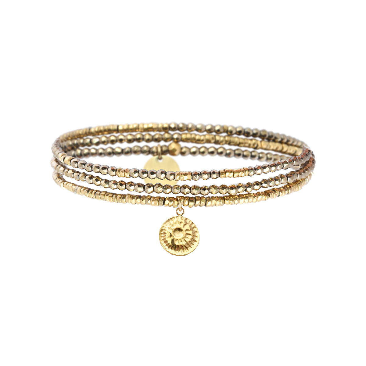 Pulsera 3 vueltas hematitas y 1 charm