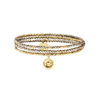 Pulsera 3 vueltas hematitas y 1 charm