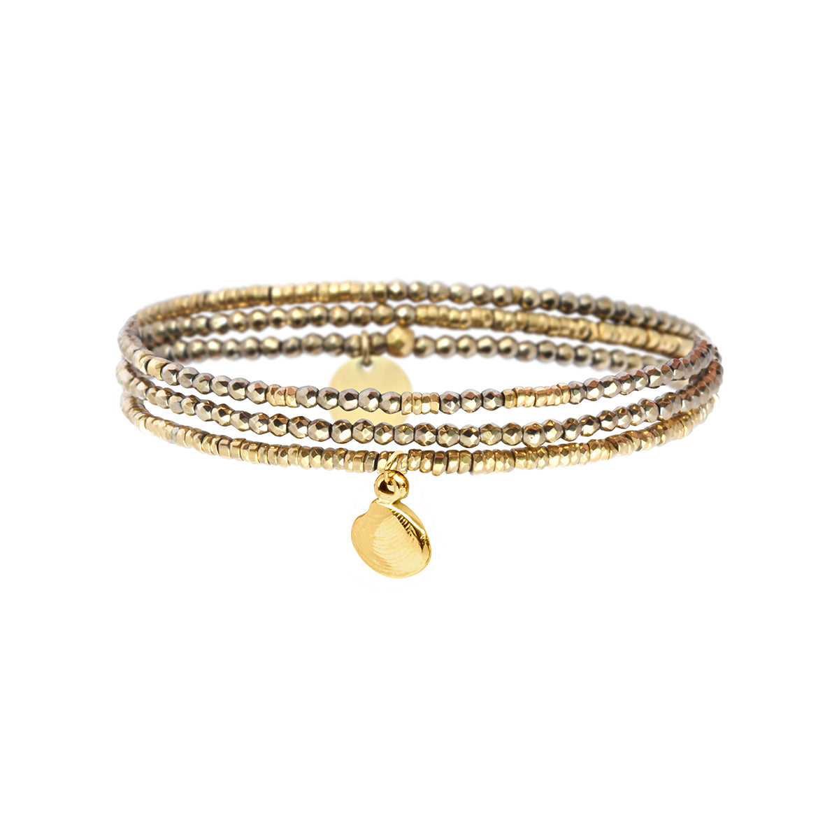Pulsera 3 vueltas hematitas y 1 charm