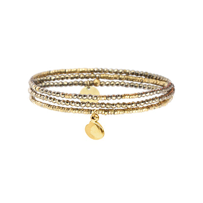 Pulsera 3 vueltas hematitas y 1 charm