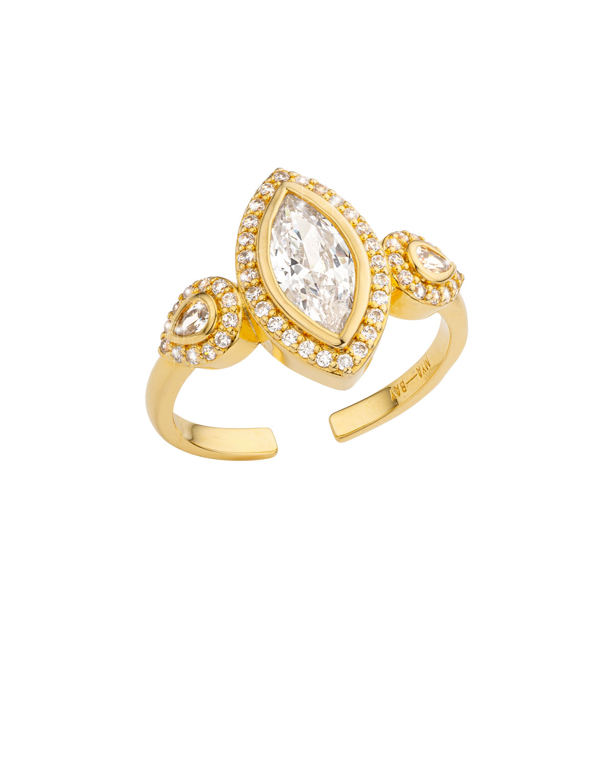 Anillo 3 Ovalos central 2 lat circonias