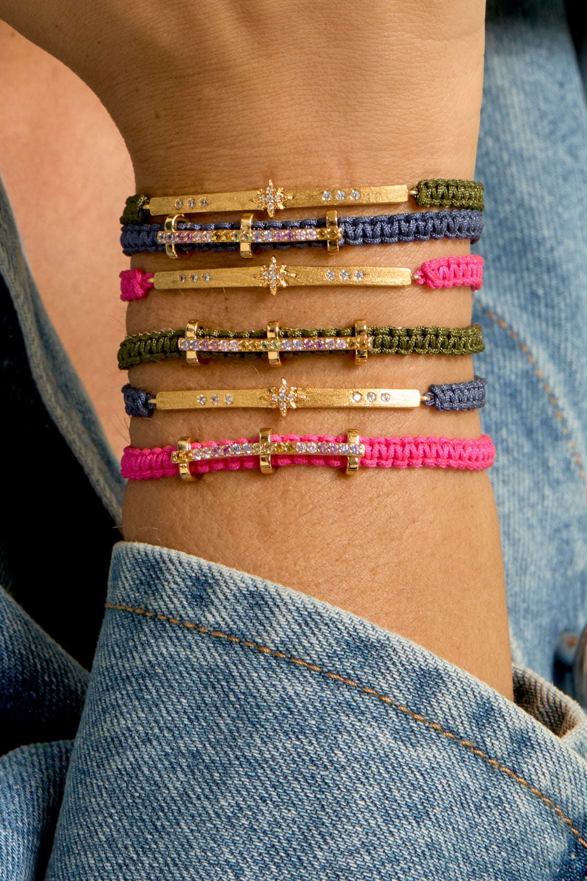 Pulsera tejida barra circonias mexicano