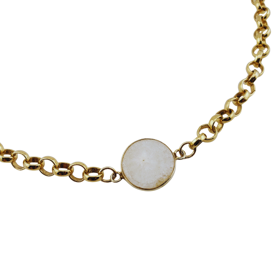 Choker eslabones redondos y piedra natural