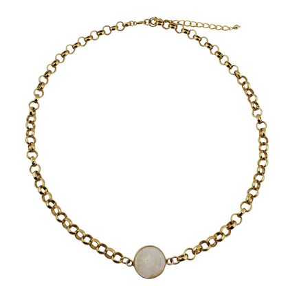 Choker eslabones redondos y piedra natural