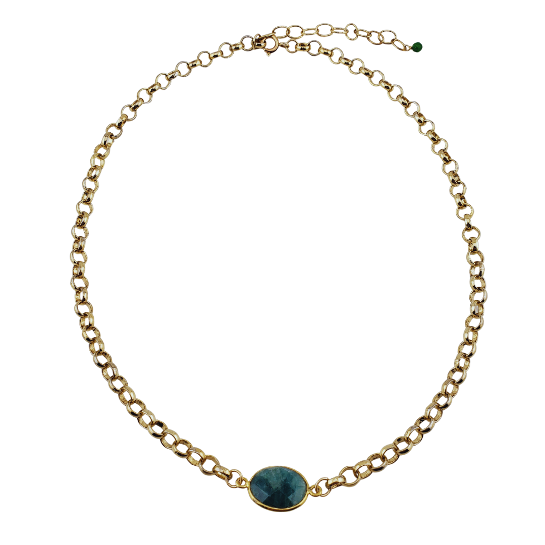 Choker eslabones redondos y piedra natural