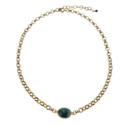 Choker eslabones redondos y piedra natural