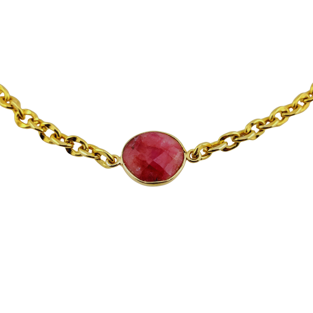 Choker eslabones redondos y piedra natural