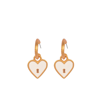 Arracada corazon candado enamel