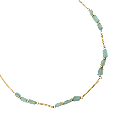 Cadena aquamarinas en rectangulo