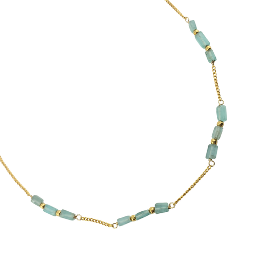 Cadena aquamarinas en rectangulo
