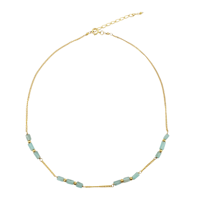 Cadena aquamarinas en rectangulo