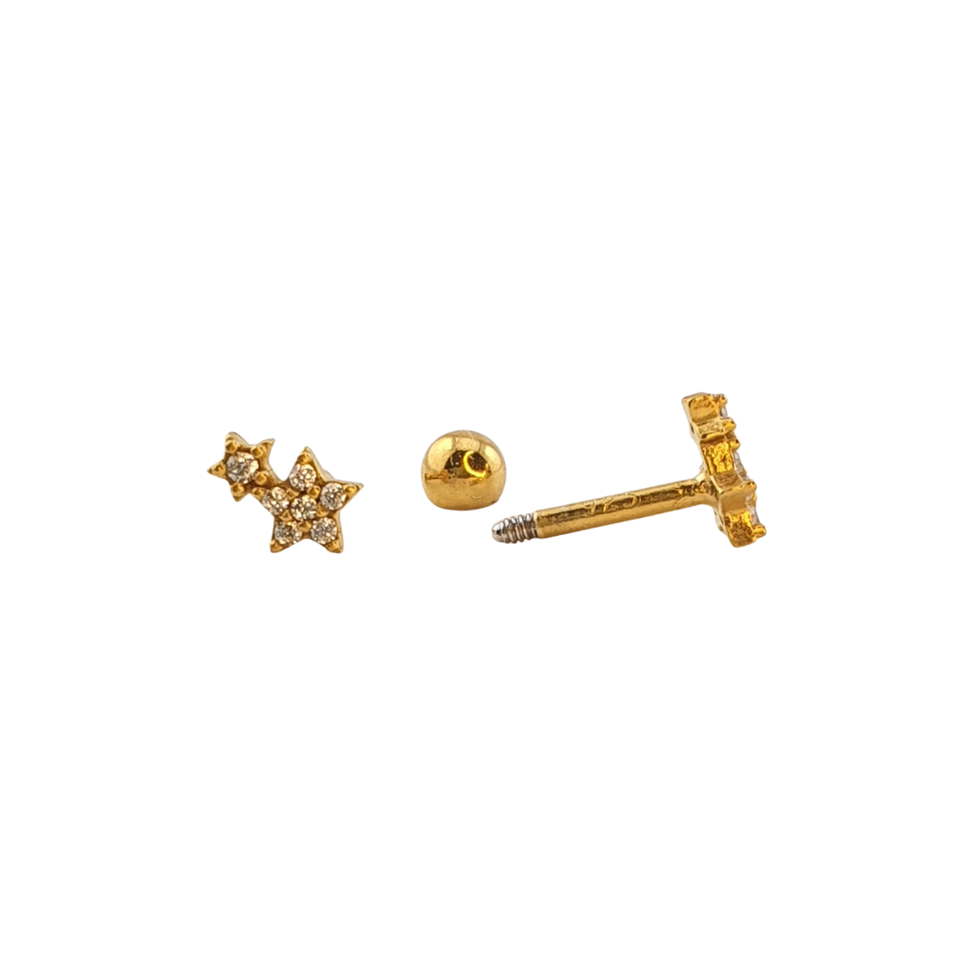 Arete con 2 estrellas mini con circonias