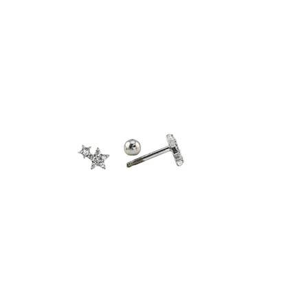 Arete con 2 estrellas mini con circonias