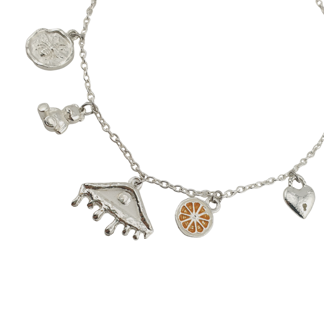 Cadena 5 charms ojo chorreado