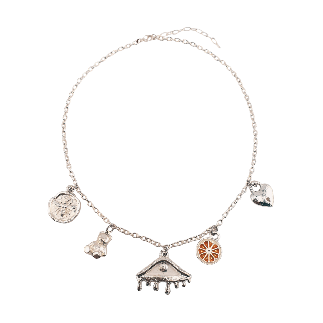 Cadena 5 charms ojo chorreado