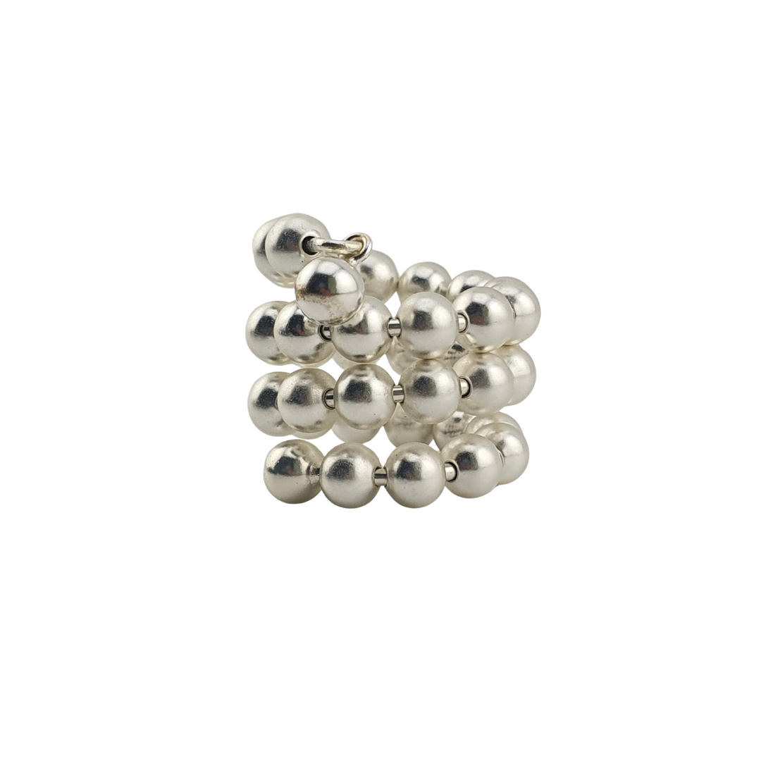 Anillo vueltas bolitas ajustable