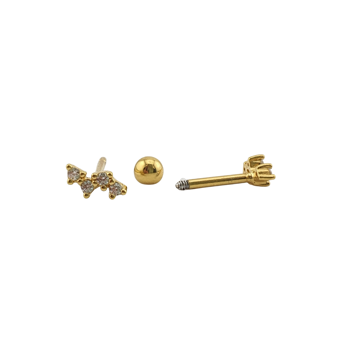 Arete chispas zig con circonias bolita