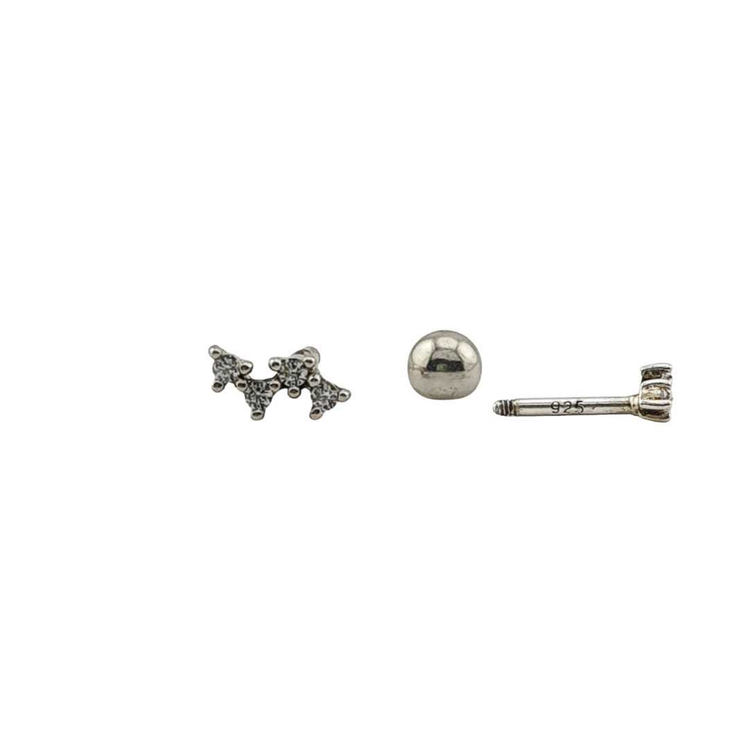Arete chispas zig con circonias bolita