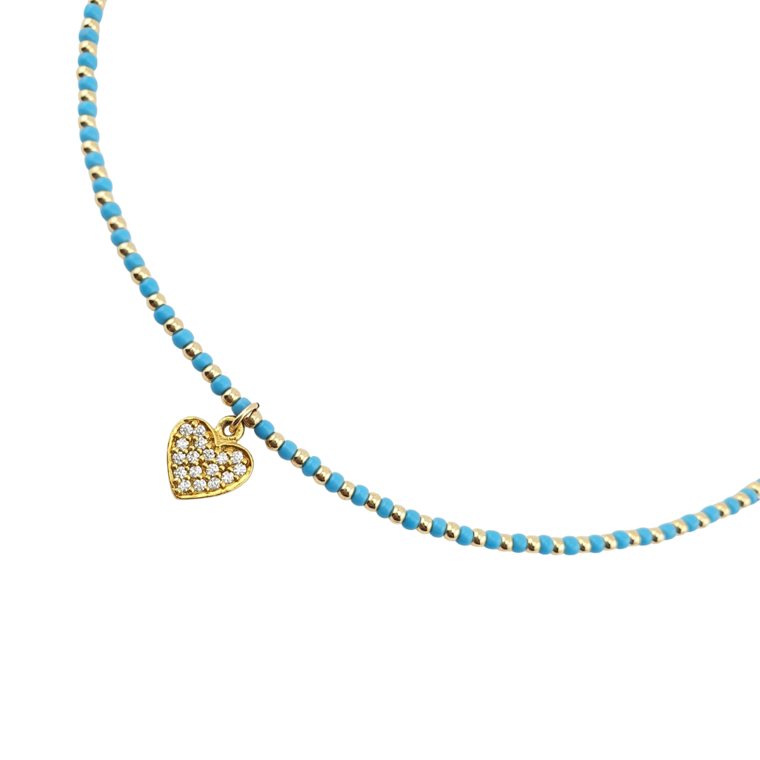 Cadena cristal y bolitas