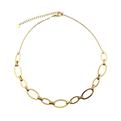 Cadena ovalo delgado y grapa