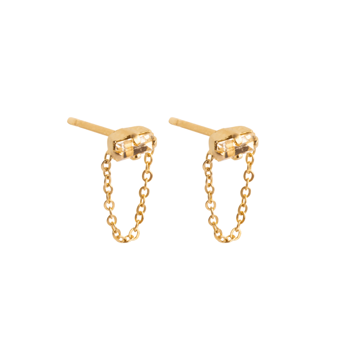 Arete baguette con cadena en U palladium