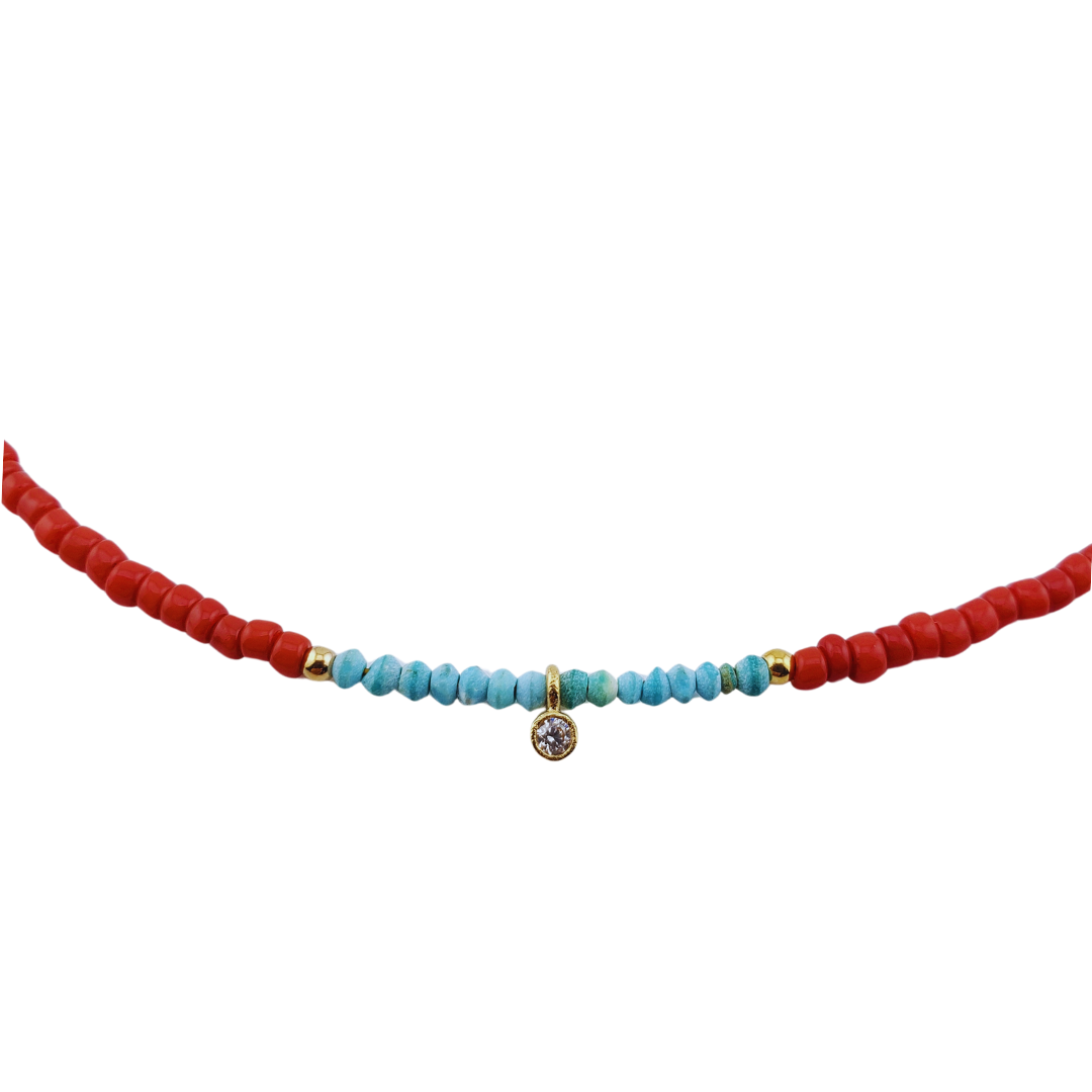 Collar cristal coral