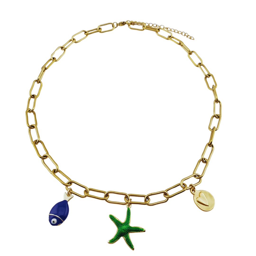 Cadena link  estrella pez corazon
