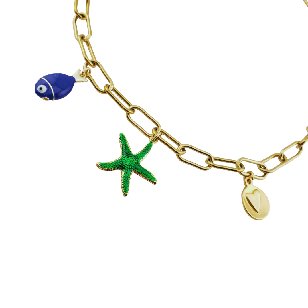 Cadena link  estrella pez corazon