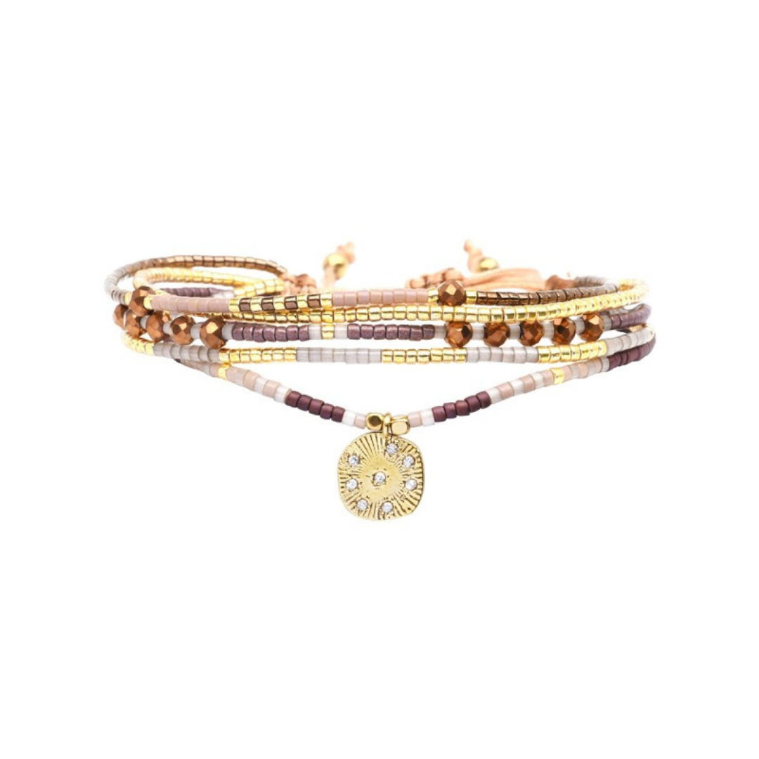 Pulseras cristales bronce