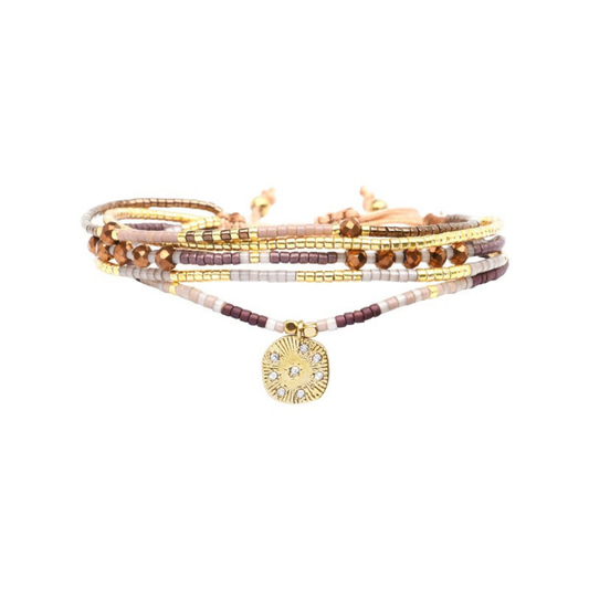 Pulseras cristales bronce