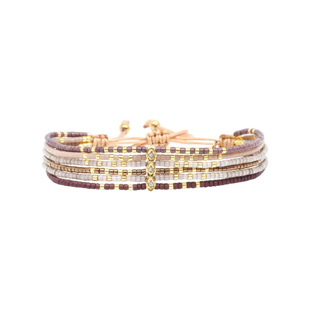 Pulseras cristales bronce