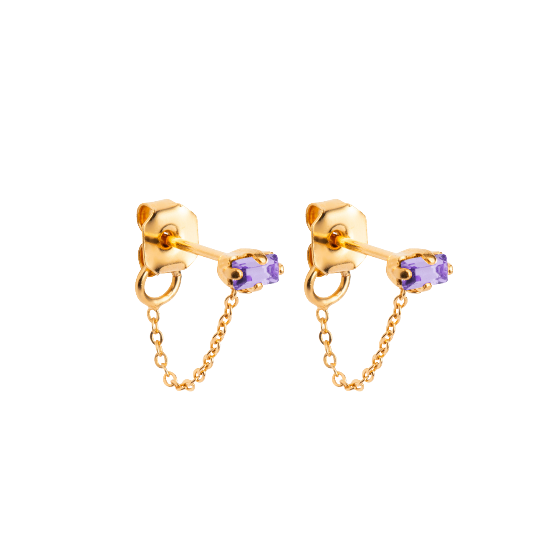 Arete baguette y cadena a mariposa