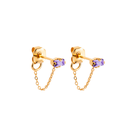 Arete baguette y cadena a mariposa