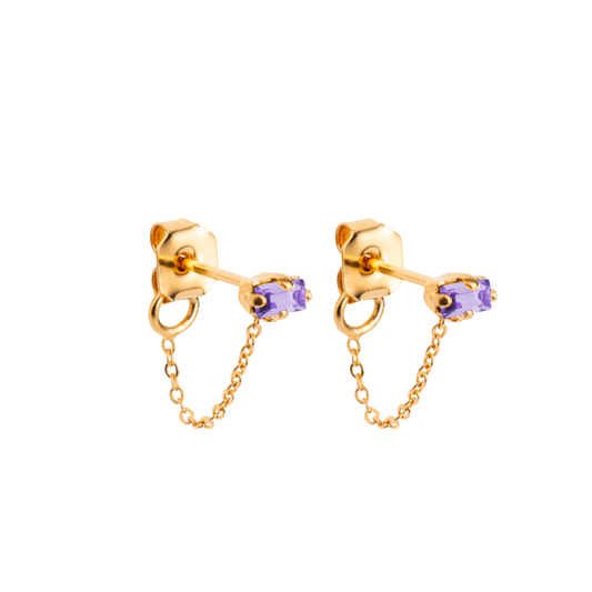 Arete baguette y cadena a mariposa
