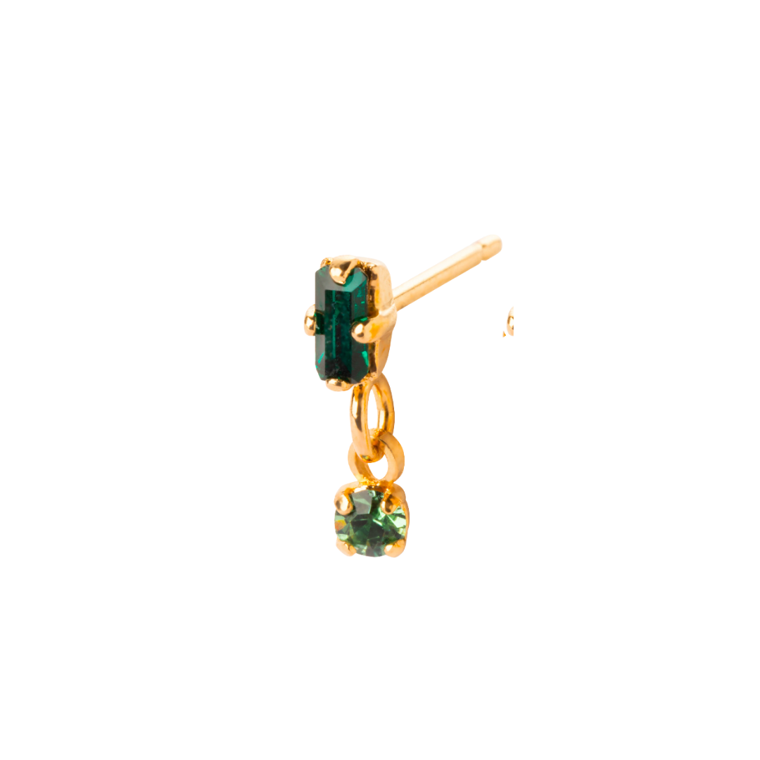 Arete baguette y punto luz colgante Palladium