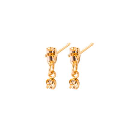 Arete baguette y punto luz colgante Palladium