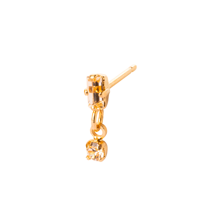 Arete baguette y punto luz colgante Palladium