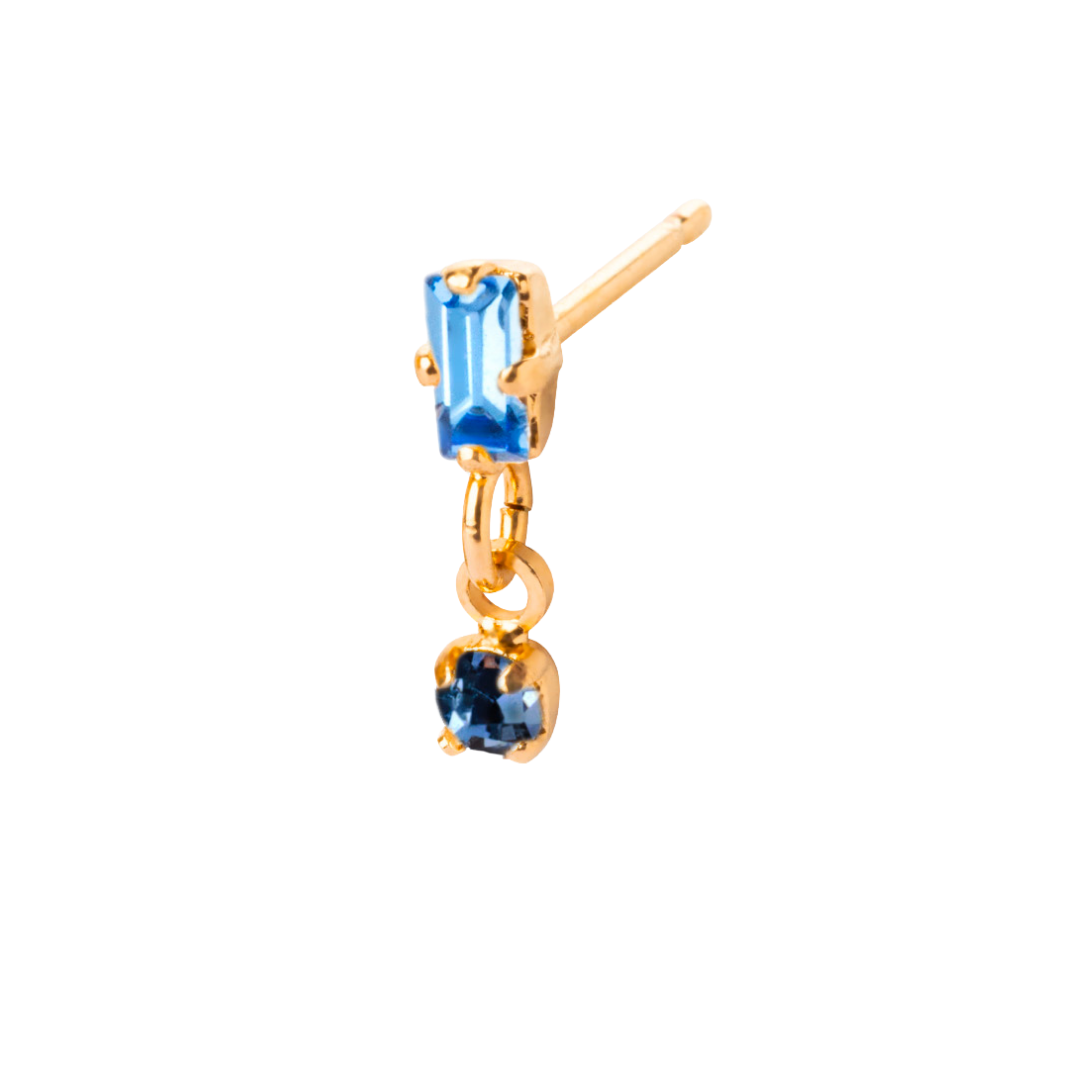 Arete baguette y punto luz colgante Palladium