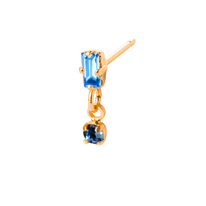 Arete baguette y punto luz colgante Palladium