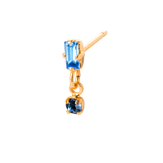 Arete baguette y punto luz colgante Palladium